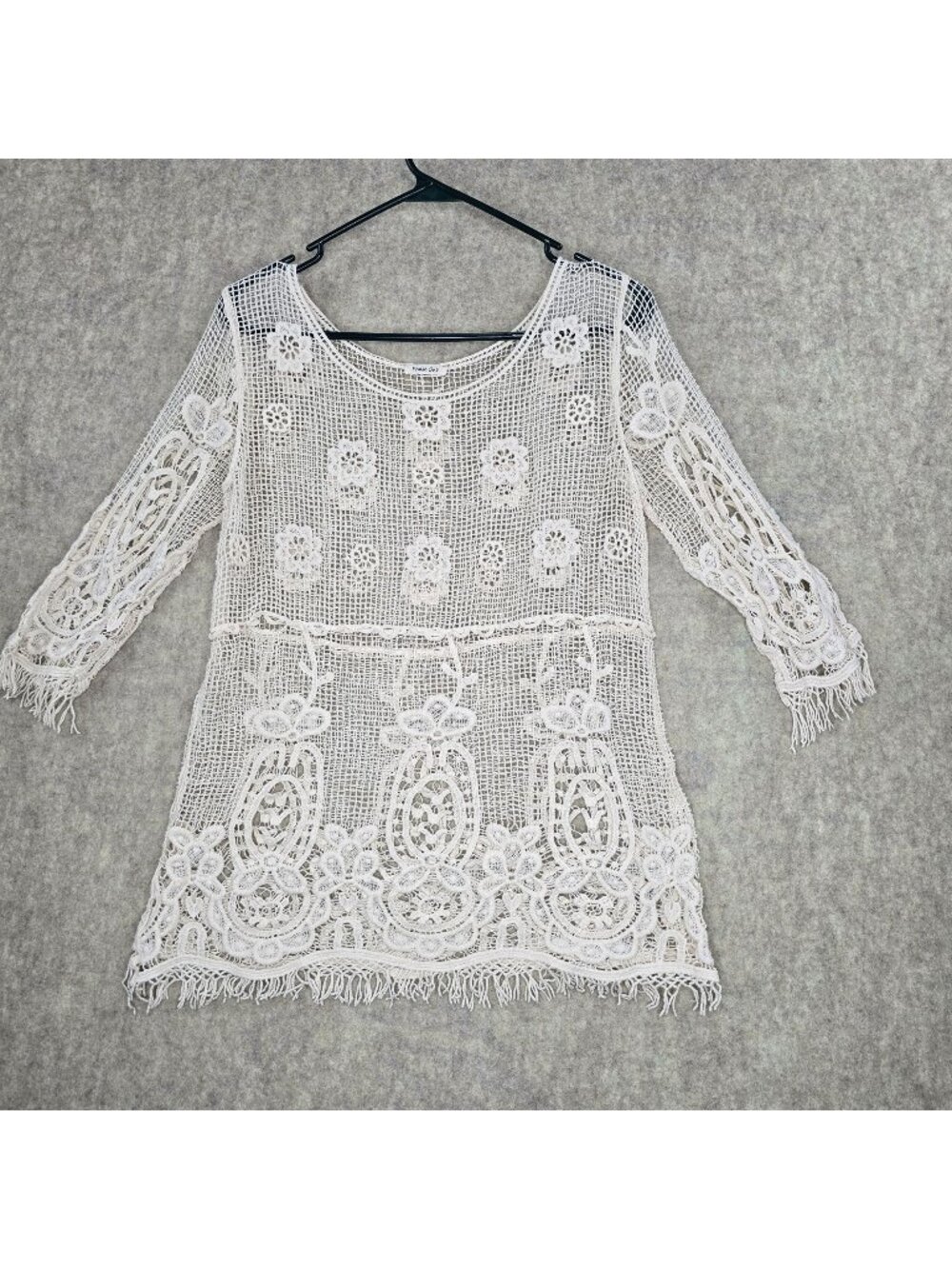 Vintage Style White Crochet Lace Tunic Dress Phase One M